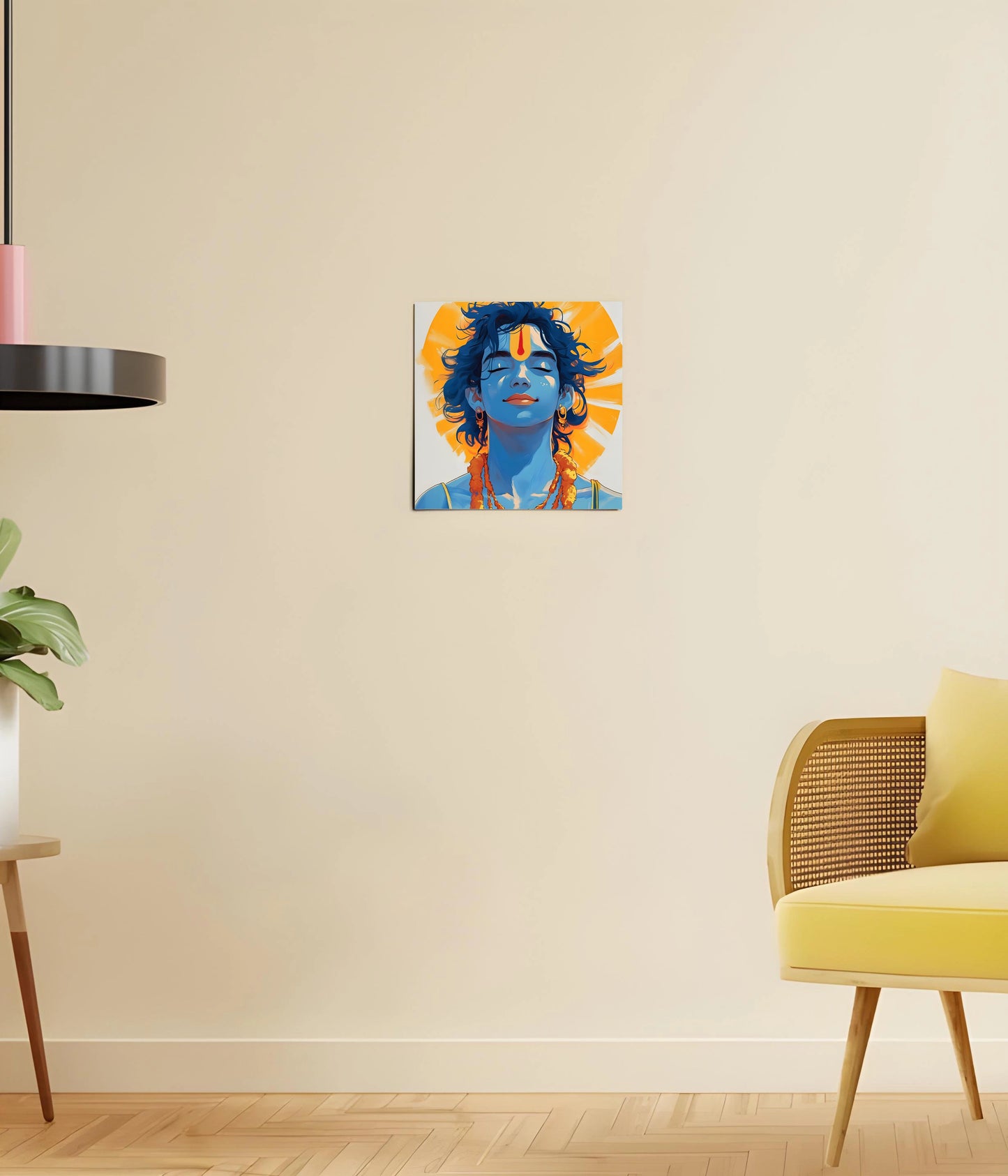 Lord Krishna Smiling in Silence - Divine Poster 10x10 Size - Everanta