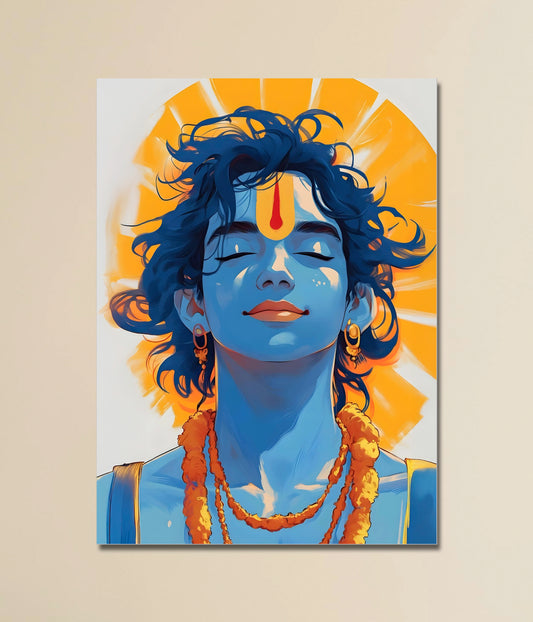 Lord Krishna Smiling in Silence - Divine Poster Main Image - Everanta