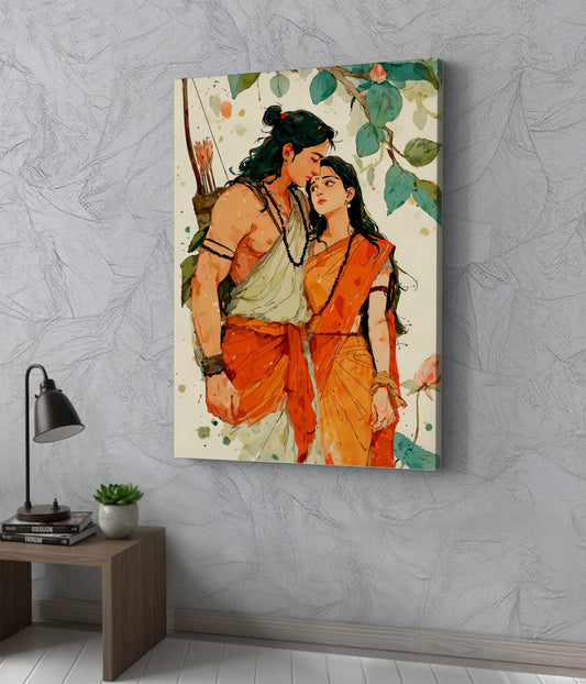 Lord Ram & Sita – Divine Love Canvas Print on Wall - Everanta