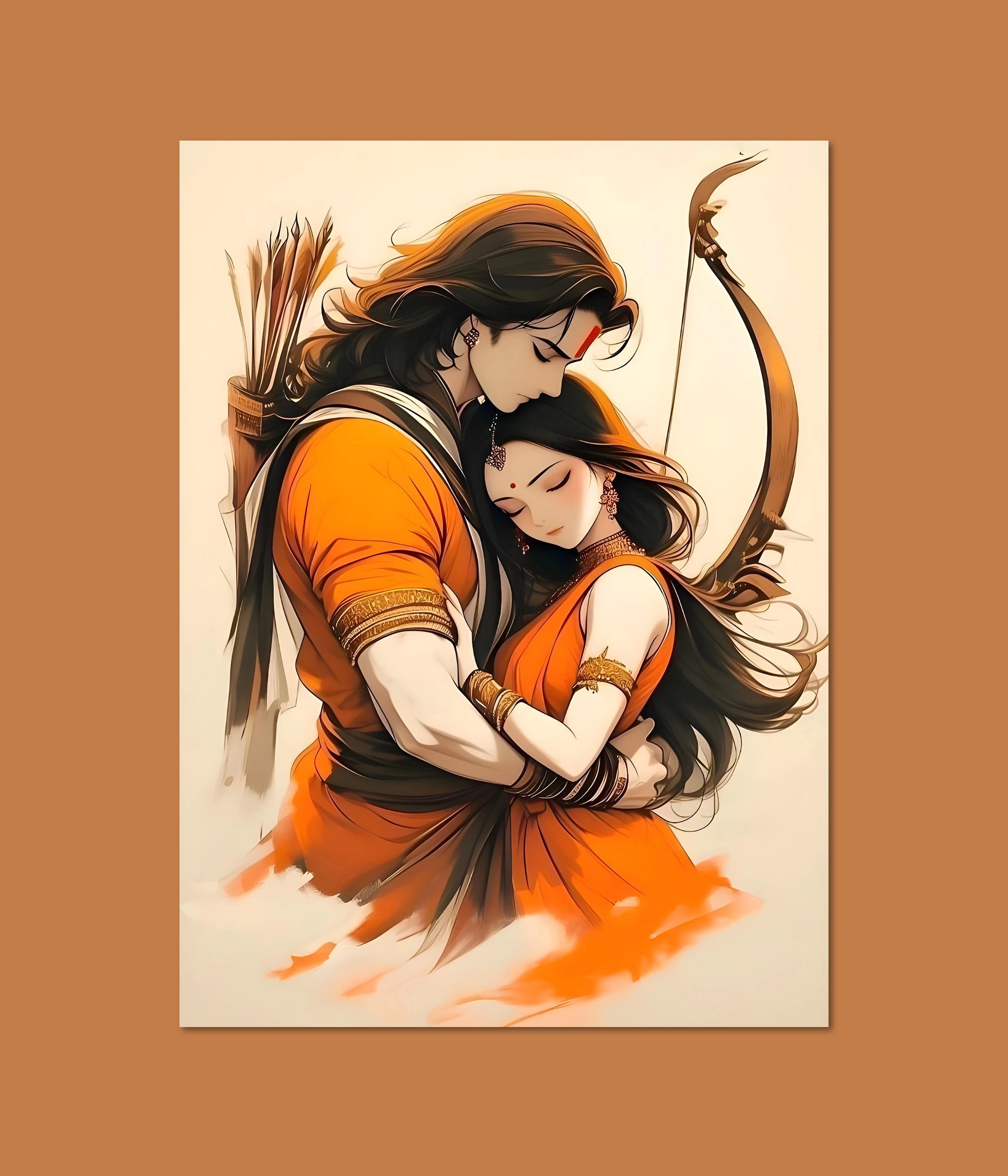 Lord Ram and Sita Hug – Eternal Love & Devotion Poster Main Image - Everanta
