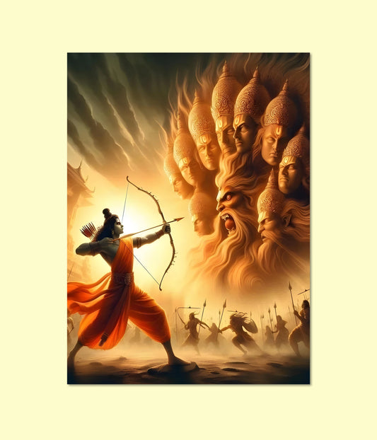 Lord Rama vs Ravana – The Ten-Headed Duel Wall Poster Main Image - Everanta