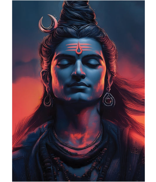 Lord Shiva Meditating in Firelight – Devotional Poster Main Image - Everanta