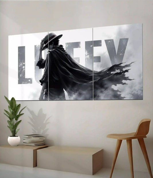 Luffy Black & White One Piece Split Poster - Everanta