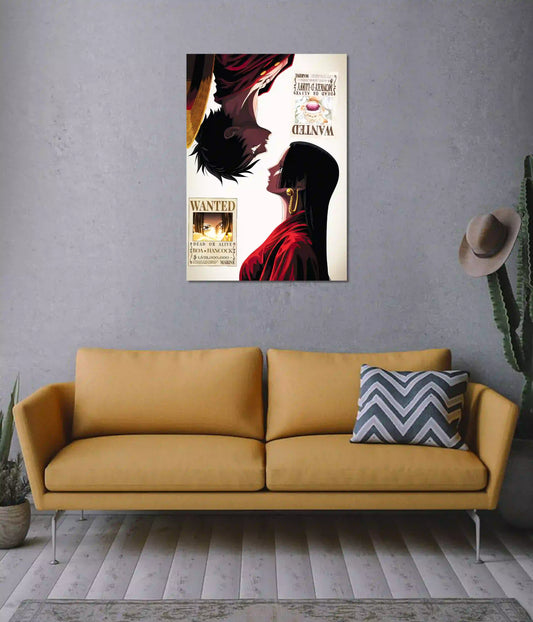 Luffy & Boa Hancock Wanted Love Poster on Wall - Everanta