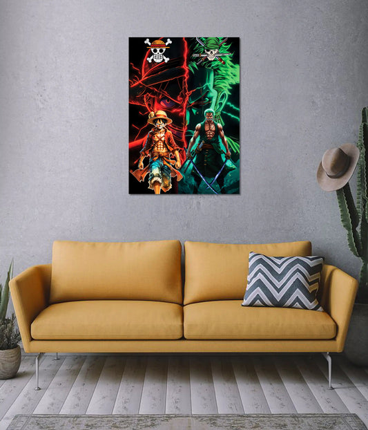Luffy & Zoro One Piece Wall Poster on Wall - Everanta