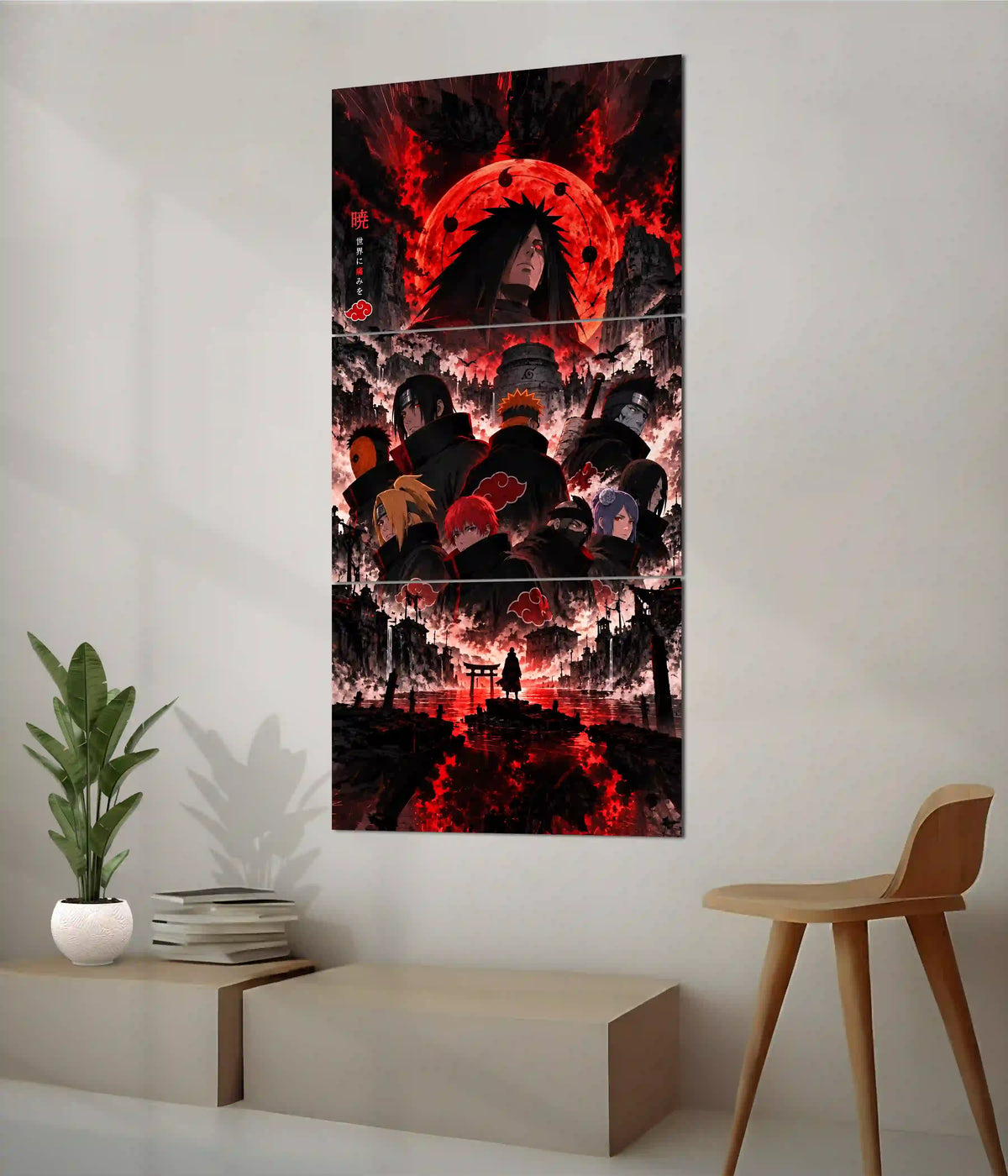 Madara Uchiha Akatsuki Red Moon Split Poster on Wall - Everanta