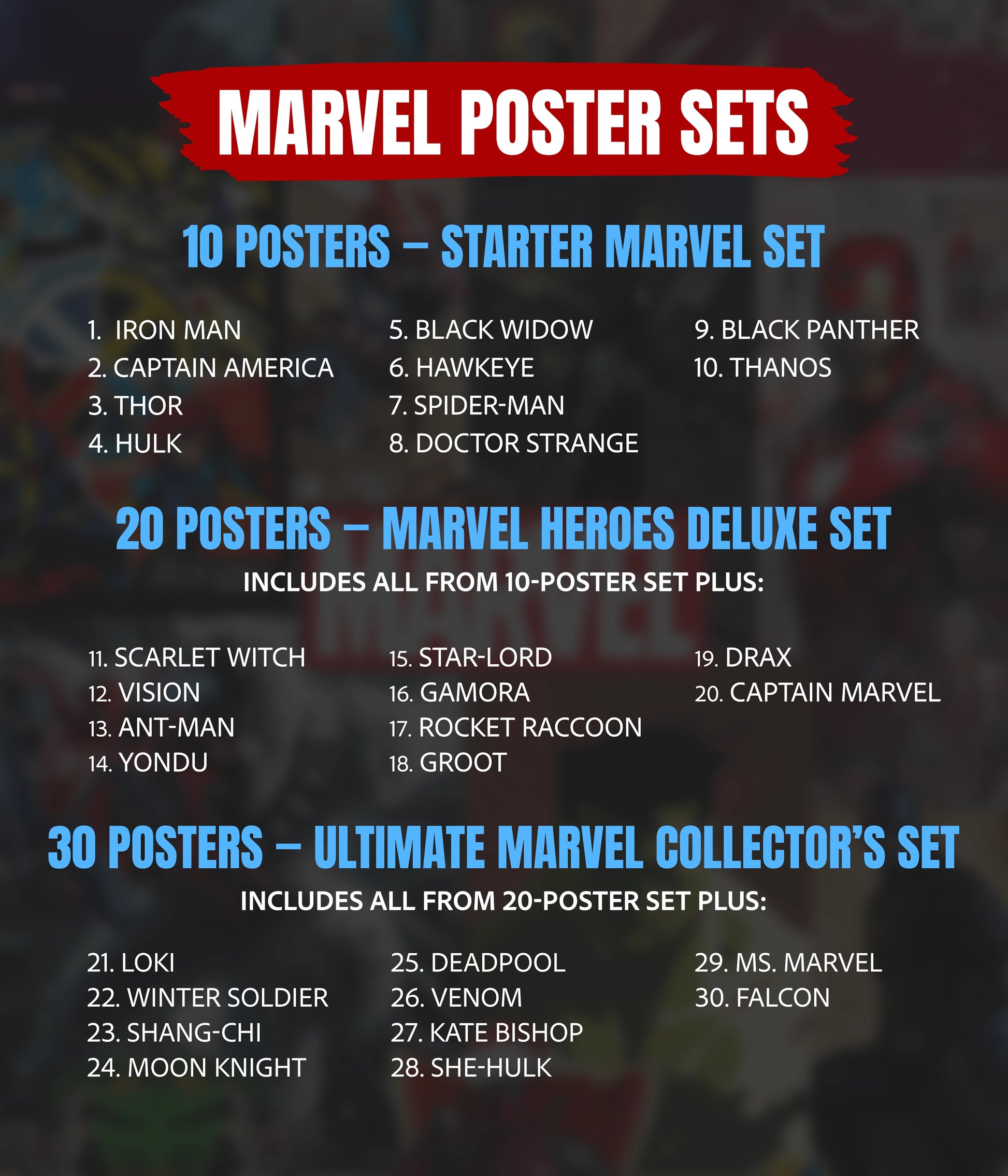 Marvel Cinematic Universe Heroes and Villains Chart - Everanta