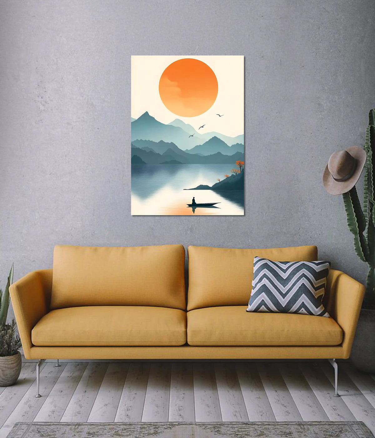 Minimal Sunrise Aesthetic Wall Poster on Wall - Everanta