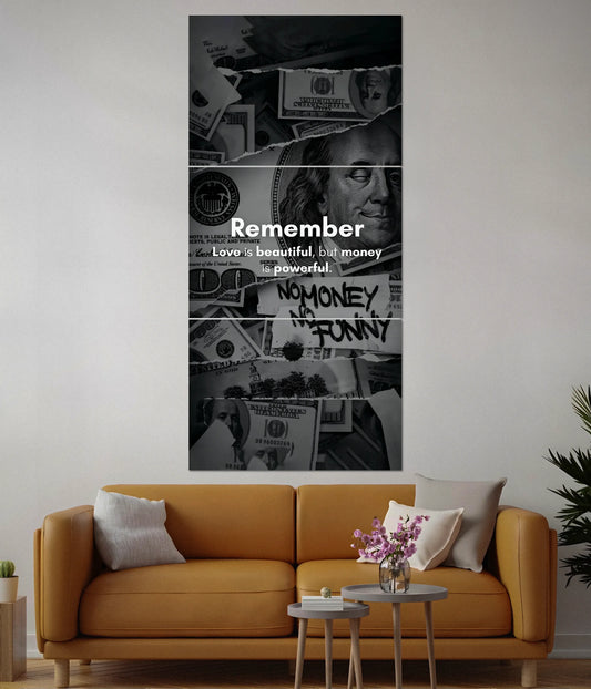 Money is Powerful Motivational Split Poster - Everanta