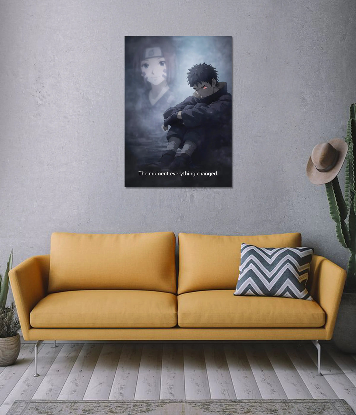 Obito Uchiha “Everything Changed” Wall Poster on Wall - Everanta