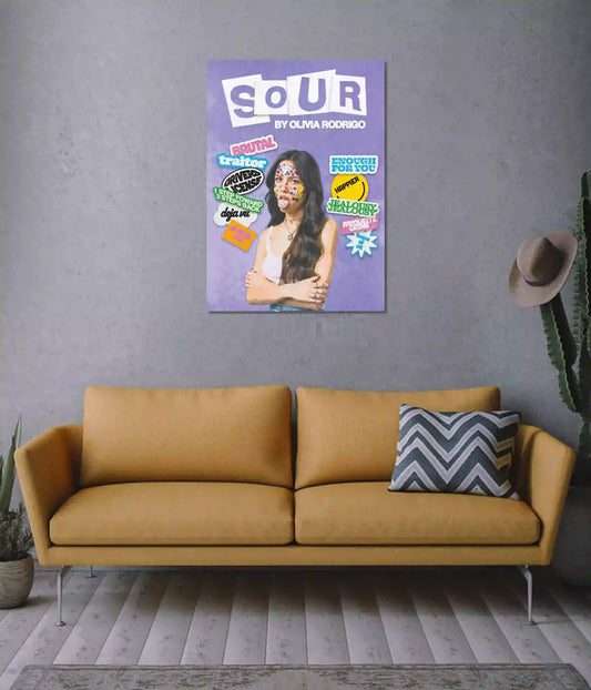 Olivia Rodrigo SOUR Album Aesthetic Wall Poster on Wall - Everanta