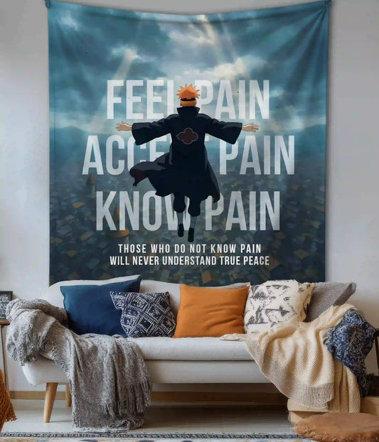 Pain Philosophy Naruto Anime Tapestry in Living Room - Everanta