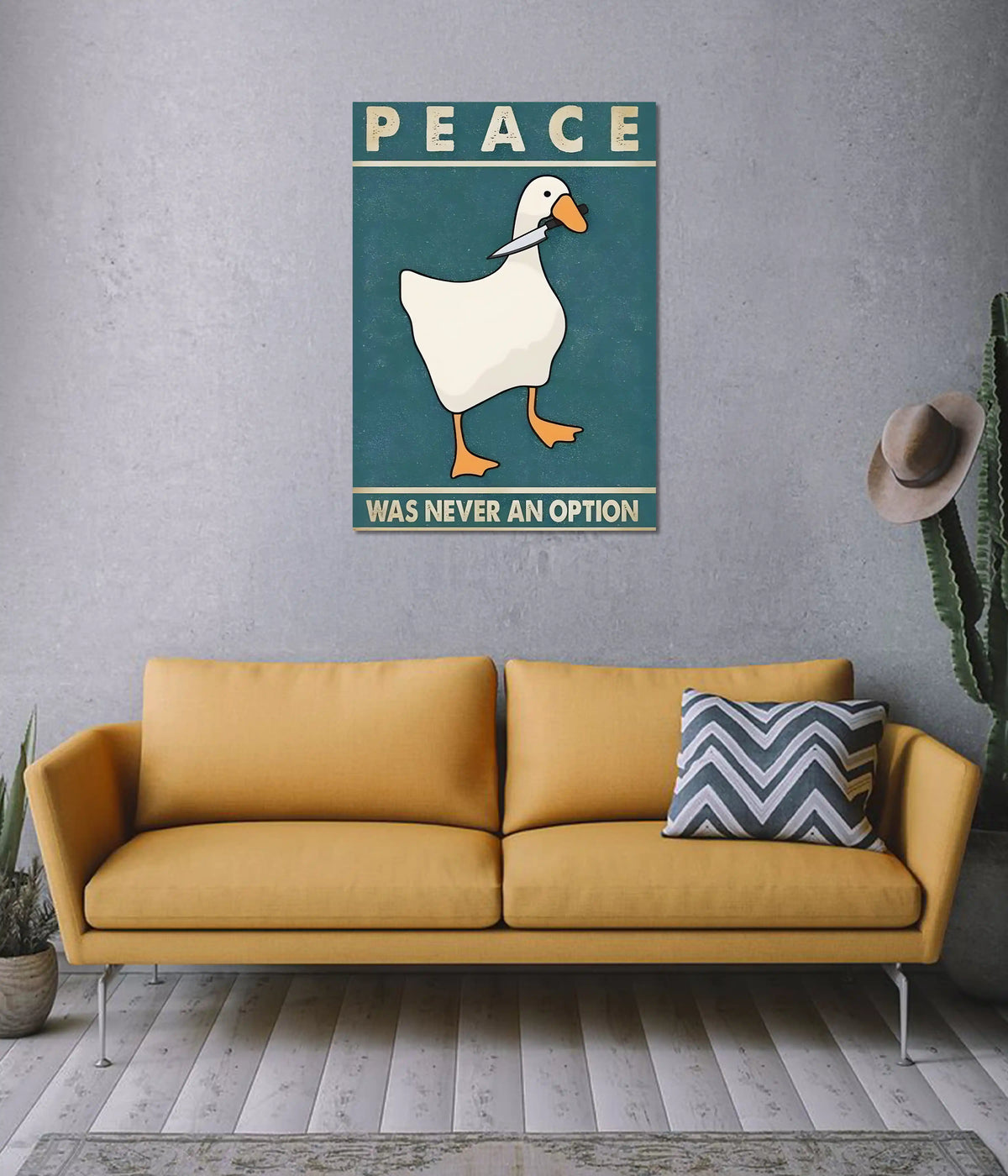 Peace Was Never an Option – Funny Duck Poster on Wall - Everanta