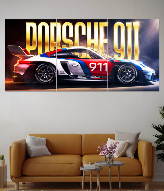 Porsche 911 Motorsport Legend Split Poster in Living Room - Everanta