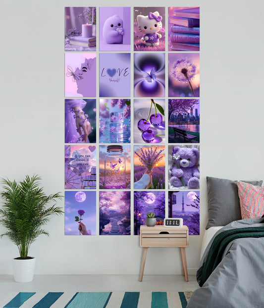 Purple Aesthetic Poster Set of 20 – Wall Collage Kit - Everanta