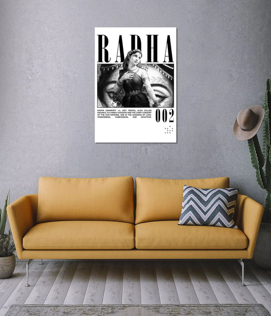 Radha Aesthetic Devotional Wall Poster on Wall - Everanta