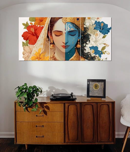 Radha Krishna Divine Love – Devotional Split Wall Poster - Everanta