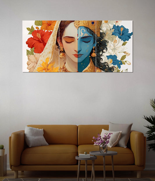 Radha Krishna Divine Love – Devotional Split Wall Poster Main Image - Everanta