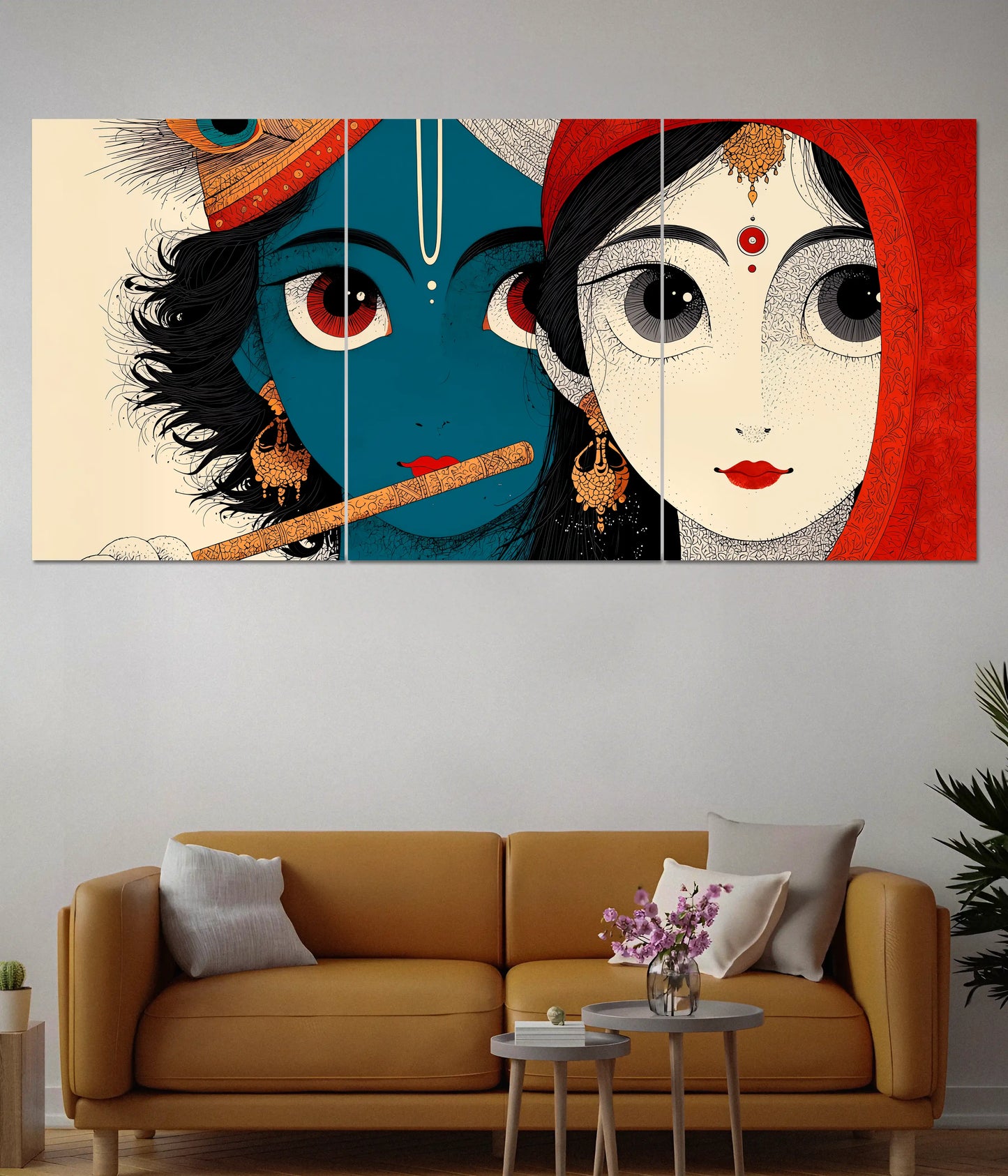 Radha Krishna Divine Love Split Wall Poster