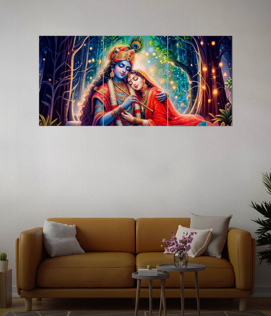 Radha Krishna Eternal Love – Devotional Split Wall Poster in Living Room - Everanta