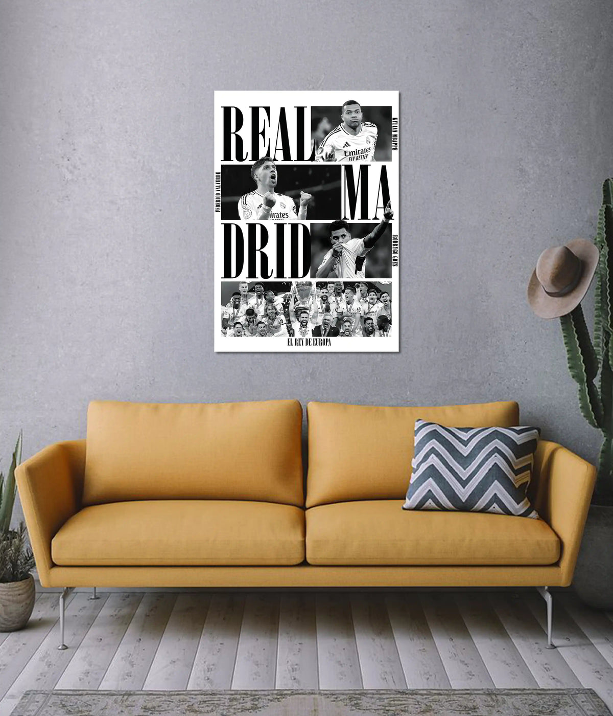 Real Madrid Champions Collage Poster on Wall - Everanta