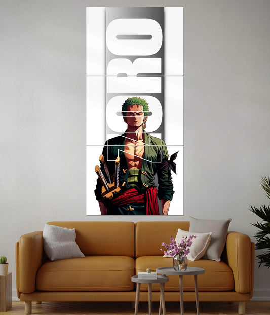 Roronoa Zoro White Split Poster | One Piece Anime Wall Art - Everanta
