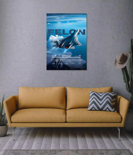 SU-57 Felon Fighter Jet Poster on Wall - Everanta