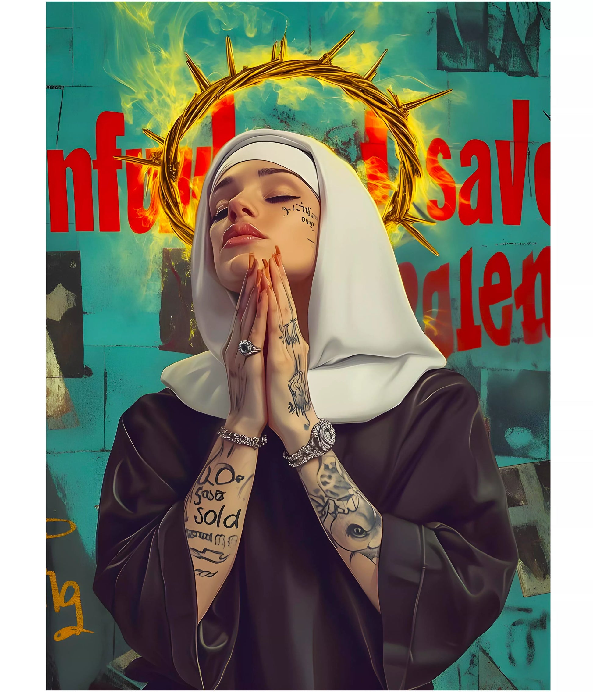 Saint in Ink – Modern Nun Aesthetic Poster Main Image - Everanta