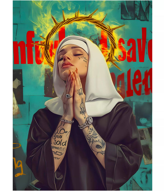 Saint in Ink – Modern Nun Aesthetic Poster Main Image - Everanta
