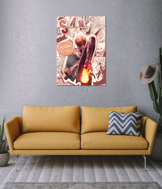 Sanji Diable Jambe One Piece Anime Poster on Wall - Everanta