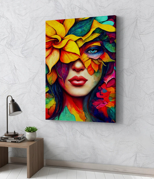 Serenity Bloom – Floral Portrait Canvas Print on Wall - Everanta