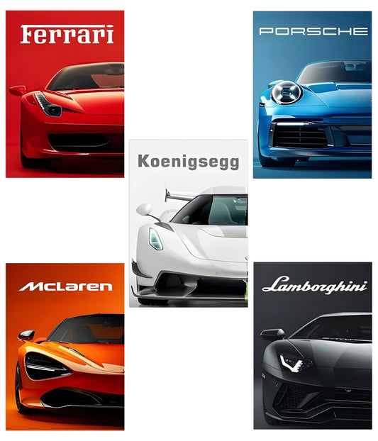 Set of 5 Supercars Posters Main Image - Everanta