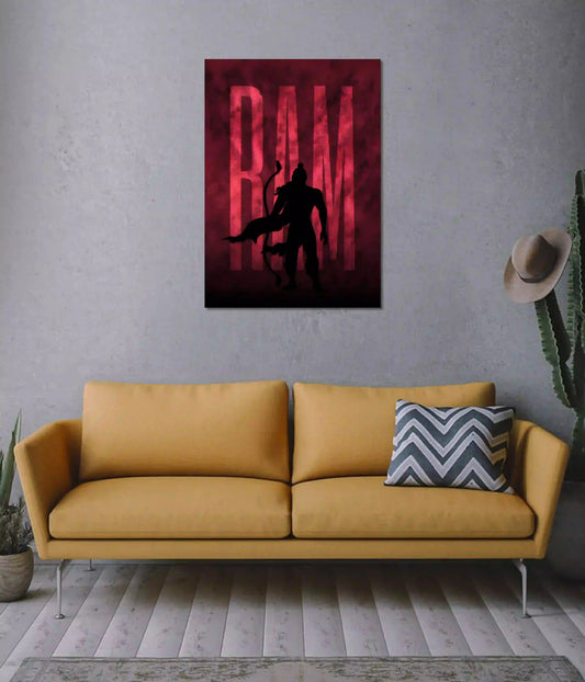 Shri Ram Divine Warrior Silhouette Wall Poster on Wall - Everanta