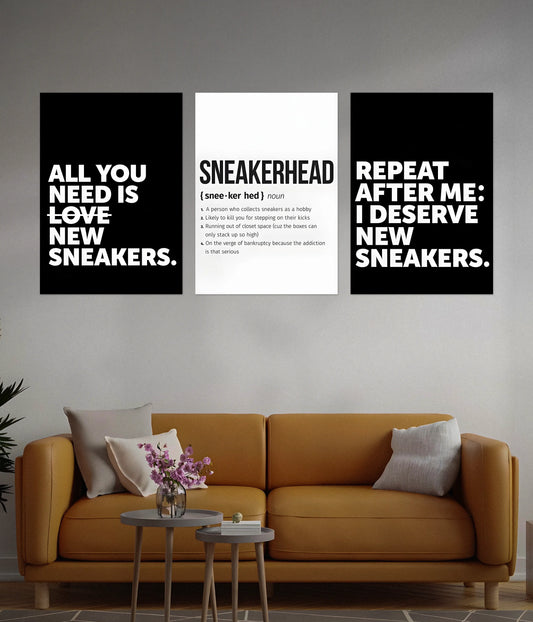 Sneakerhead 3-Piece Wall Poster Set for Sneaker Lovers - Everanta