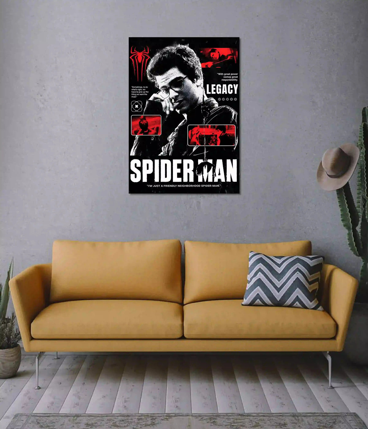 Spider-Man Legacy Vintage Collage Wall Poster on Wall - Everanta