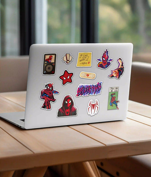 Spider-Man Sticker Pack on Laptop Back - Everanta