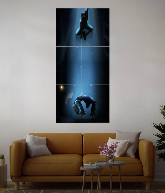 Spider-Man's Fall – Emotional Superhero Split Poster in Living Room - Everanta