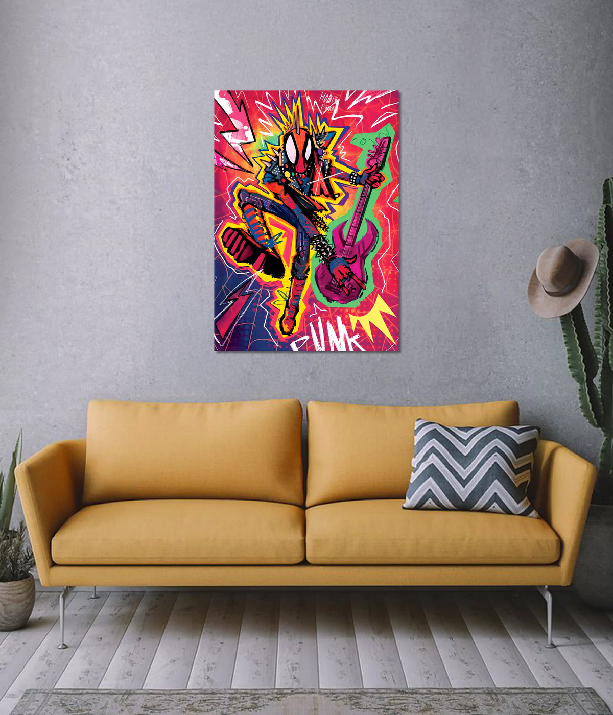 Spider-Punk Poster – Vibrant Graffiti on Wall - Everanta