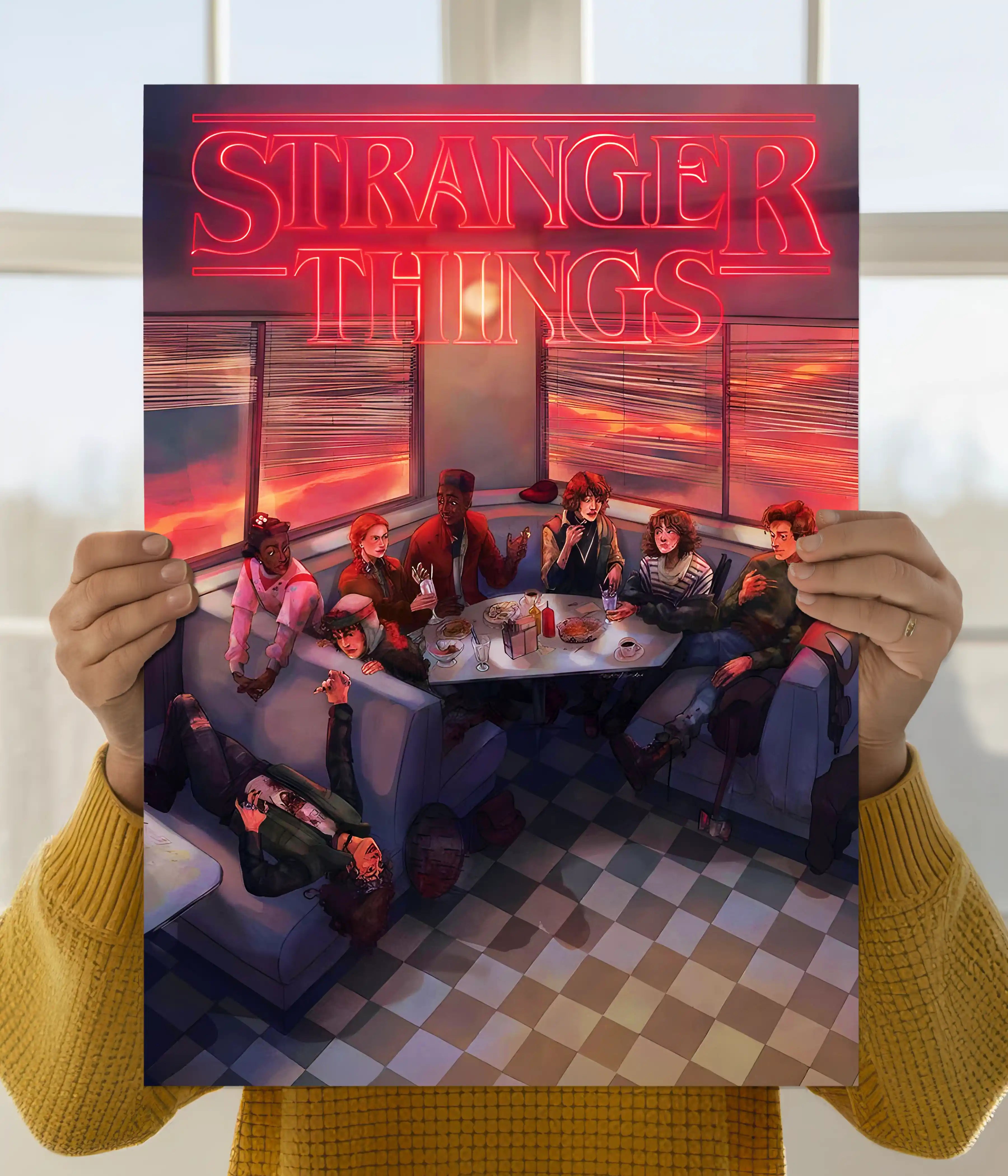 Stranger Things Retro Diner Scene Poster Everanta stranger-things-retro-diner-scene-poster-everanta