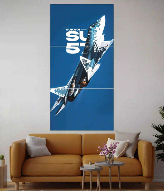 Sukhoi SU-57 Fighter Jet Split Poster on Wall - Everanta