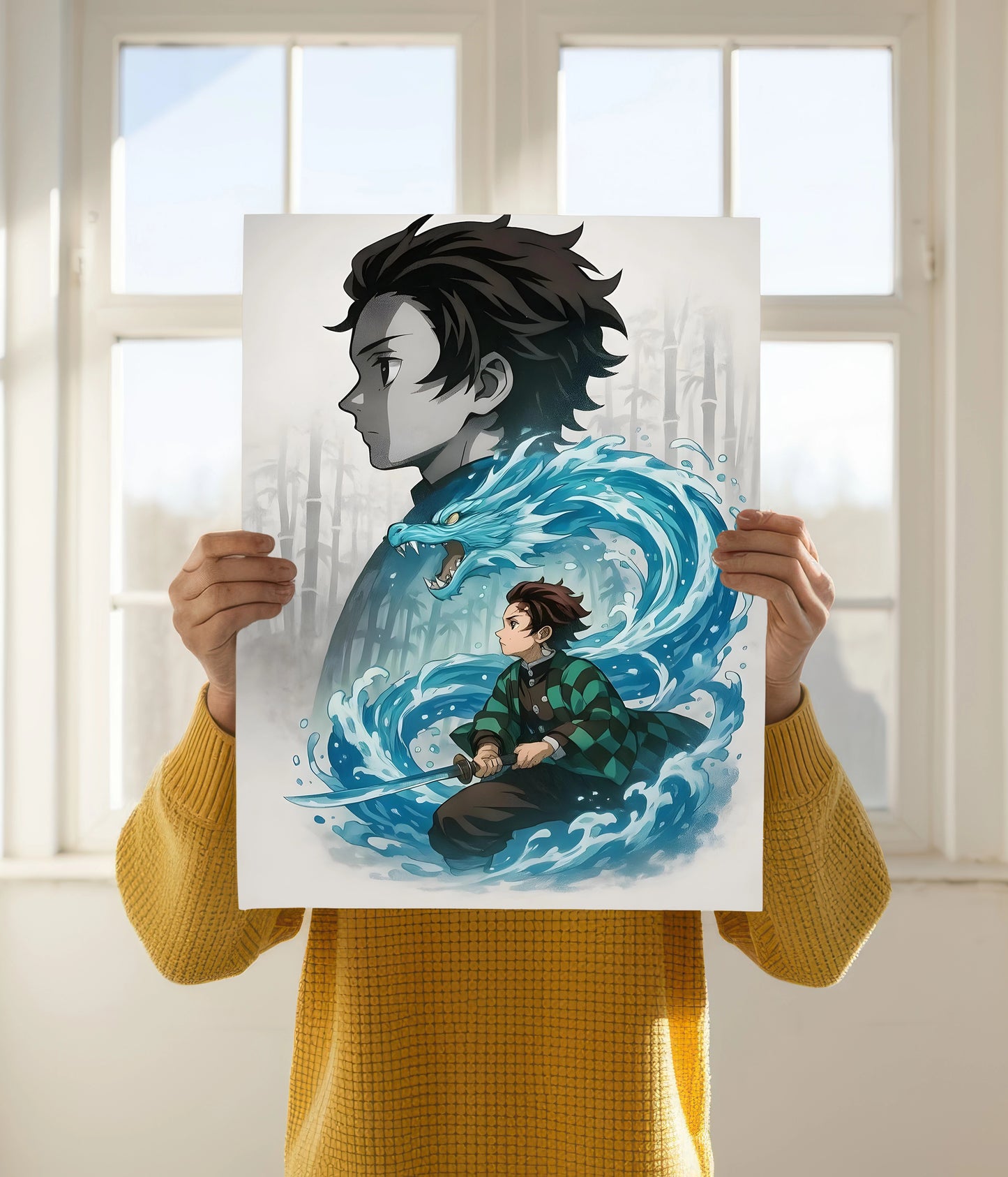 Tanjiro Kamado – Water Breathing Form Poster Holding Image - Everanta
