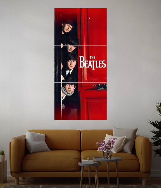 The Beatles Classic Red Door Split Wall Poster in Living Room - Everanta