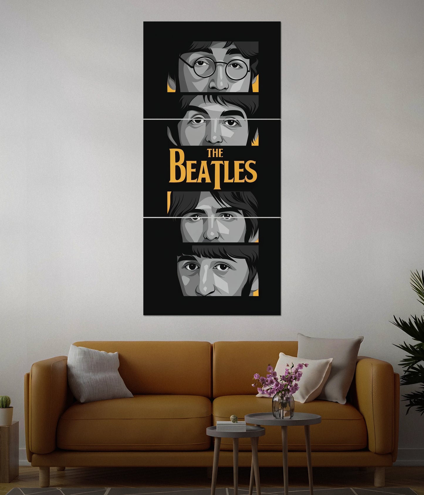 The Beatles Iconic Faces – Music Split Wall Poster in Living Room - Everanta