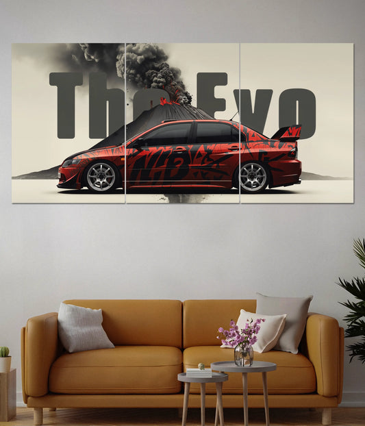 The Evo – Red JDM Split Car Wall Poster - Everanta