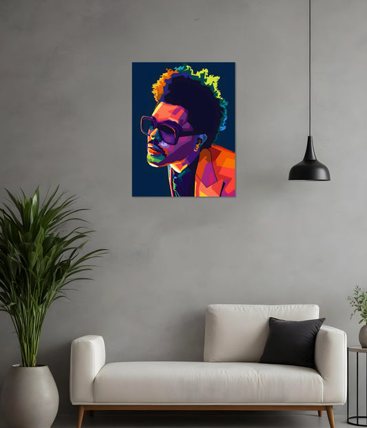 The Weeknd Pop Art Metal Poster in Living Room - Everanta