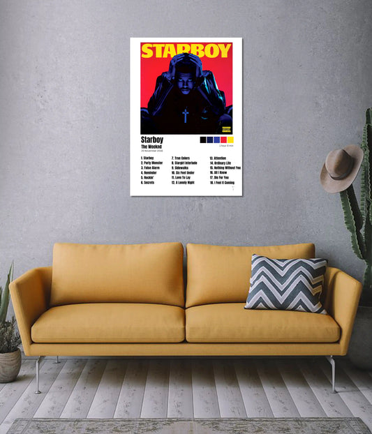 The Weeknd βStarboyβ Album Cover Poster on Wall - Everanta