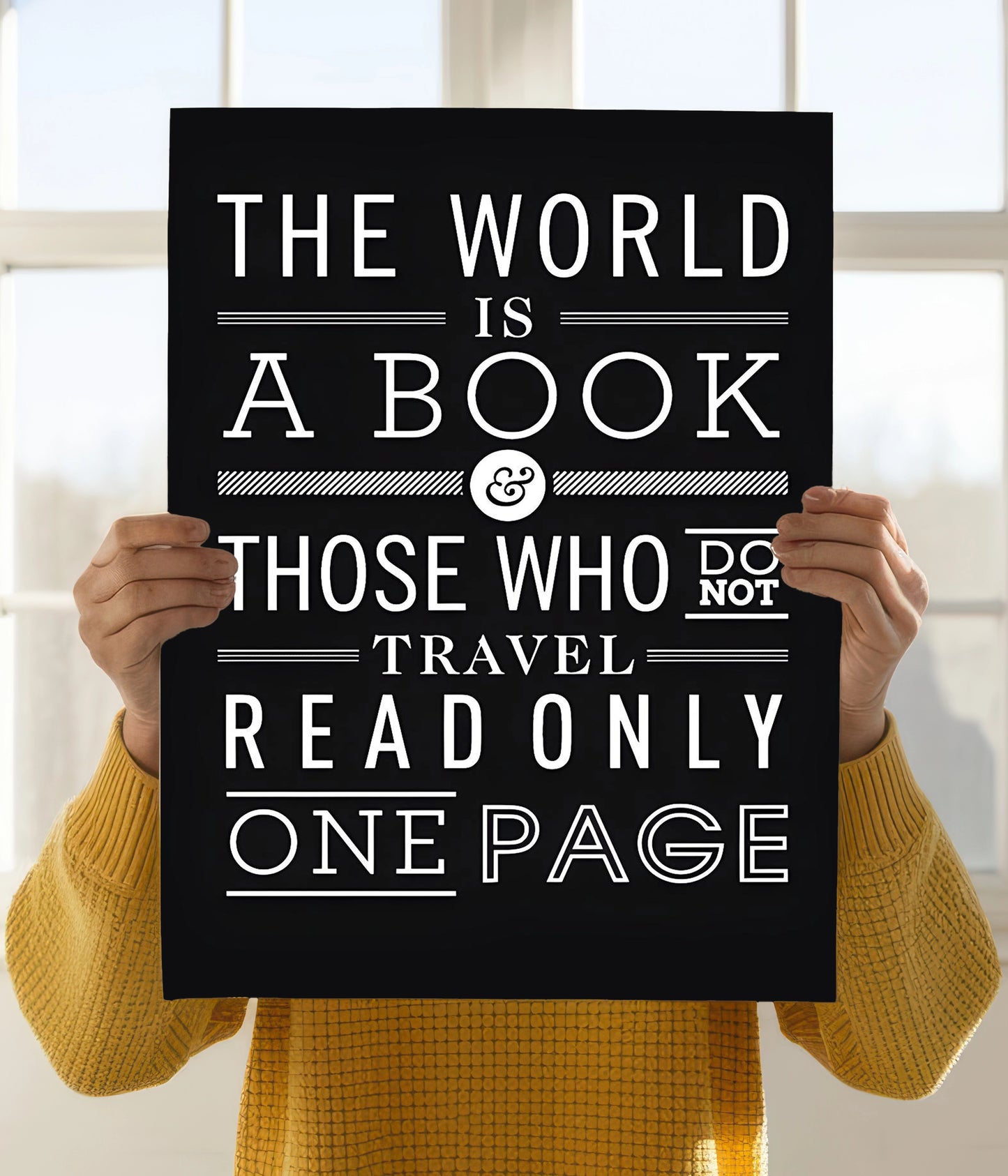 The World Is a Book – Travel Quote Poster for Nature Lovers Holding Image - Everanta
