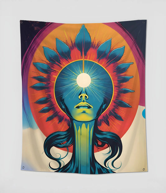 Third Eye Radiance Wall Art Tapestry Front Mockup