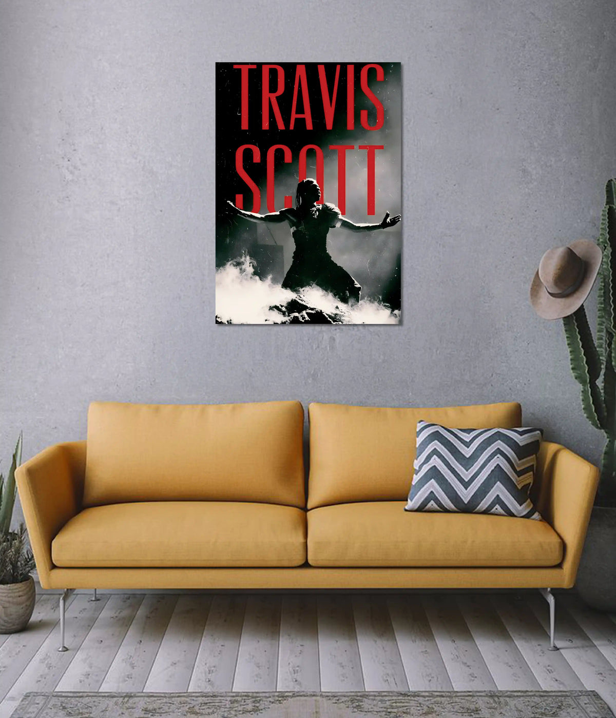 Travis Scott Live Energy Concert Wall Poster on Wall - Everanta