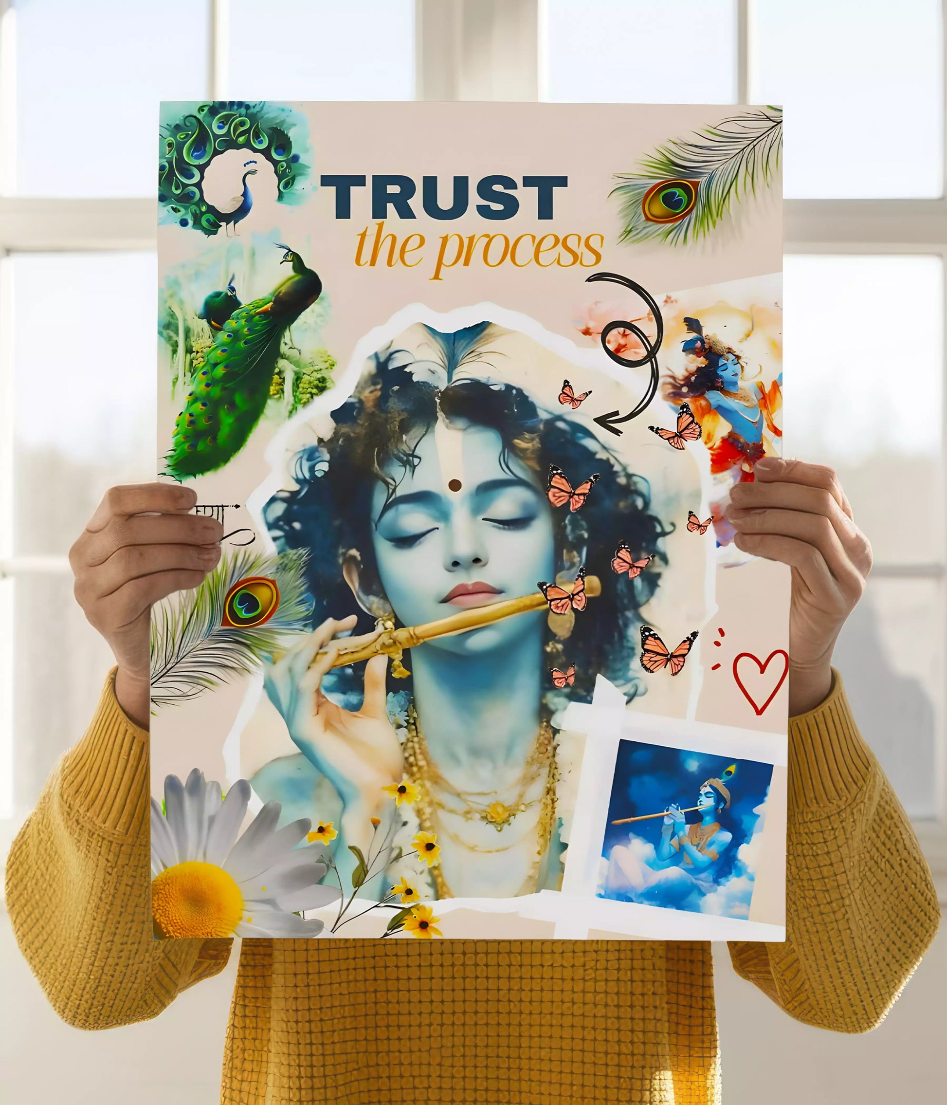 Trust the Process – Lord Krishna Wall Poster Holding Image - Everanta